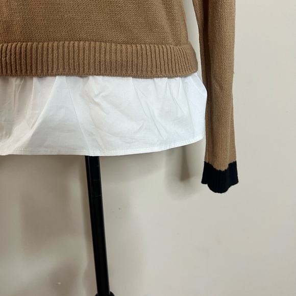 🍂🥧🧥LOFT Tan/Camel Sweater with Black Details - Picture 13 of 16